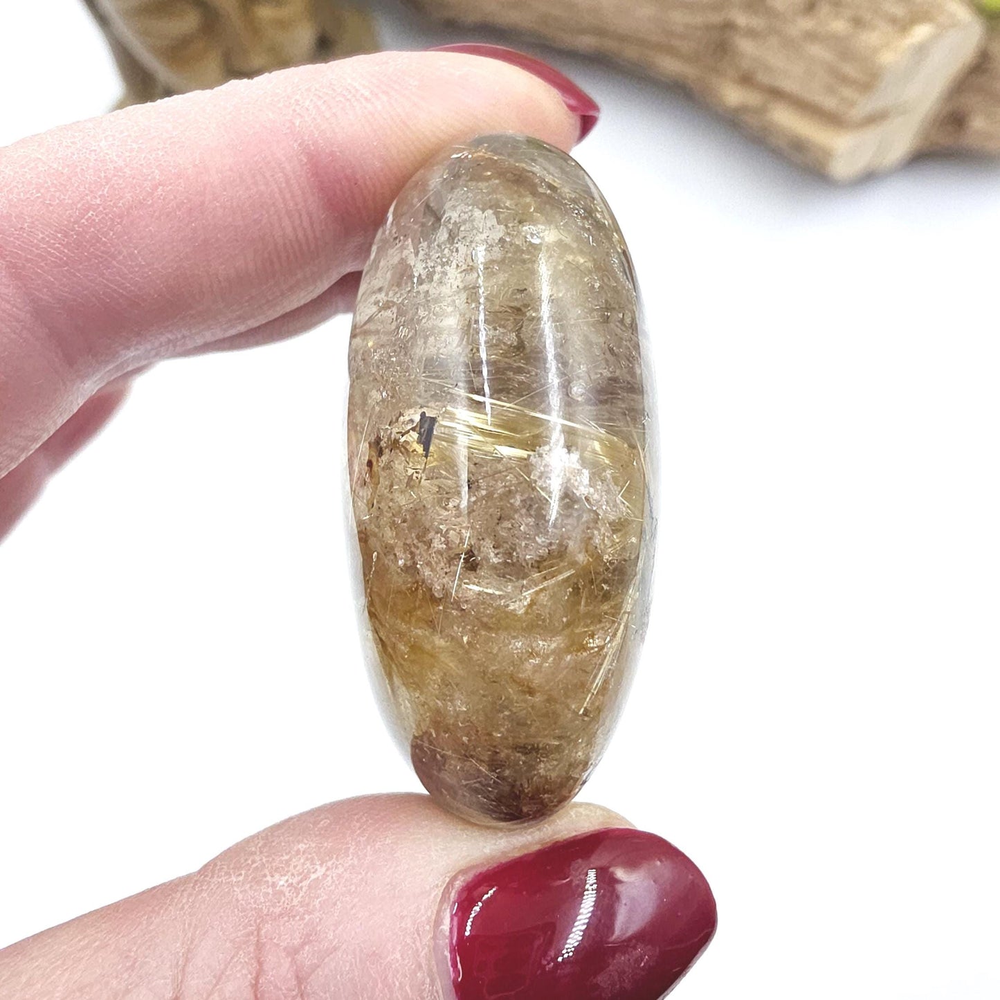 Golden Rutile Palm Stone – Manifestation, Clarity & High-Vibration Energy Crystal, 65g