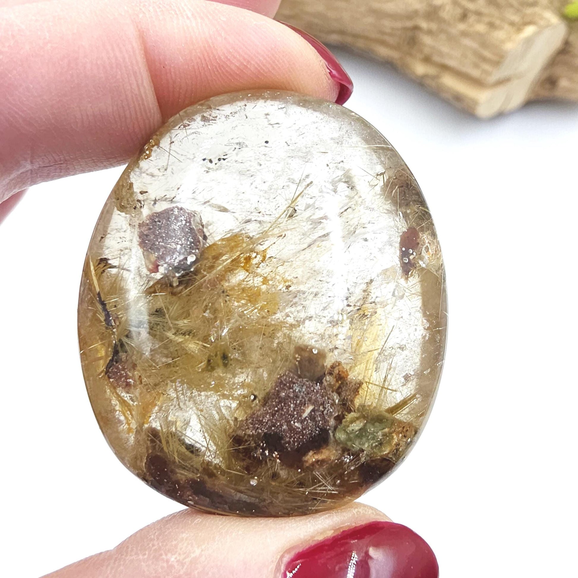 Golden Rutile Palm Stone – Manifestation, Clarity & High-Vibration Energy Crystal, 65g