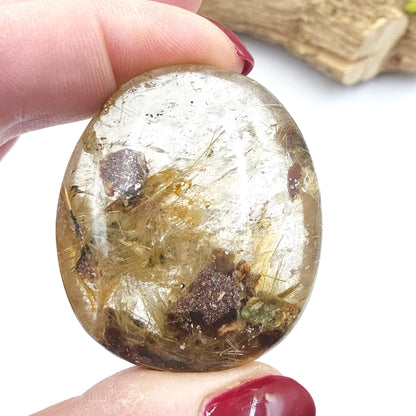 Golden Rutile Palm Stone – Manifestation, Clarity & High-Vibration Energy Crystal, 65g