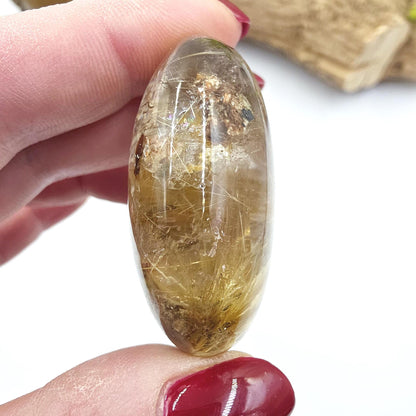 Golden Rutile Palm Stone – Manifestation, Clarity & High-Vibration Energy Crystal, 65g