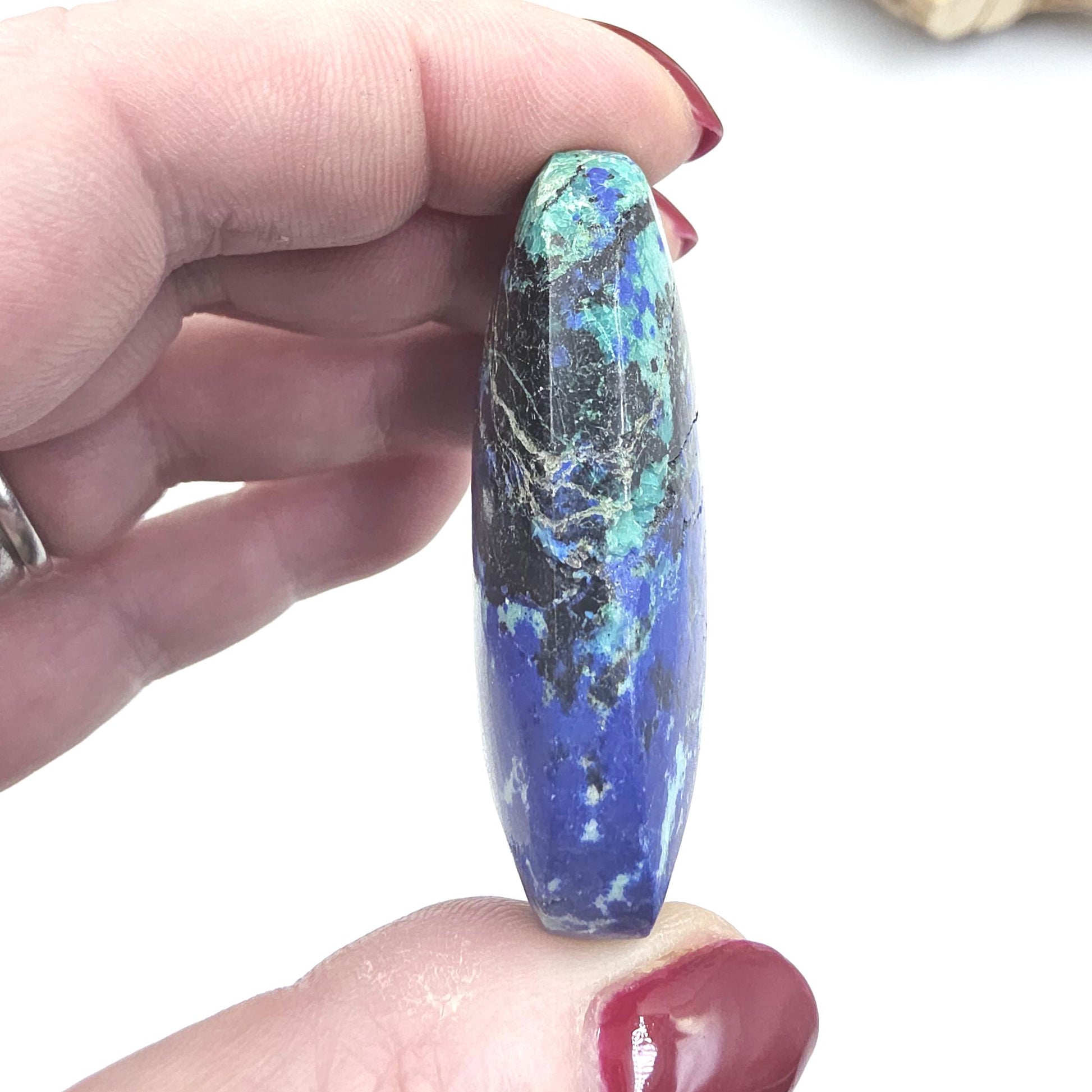 Rare Azurite Palm Stone - Intuition & Spiritual Insight Third Eye Chakra Crystal - 50g