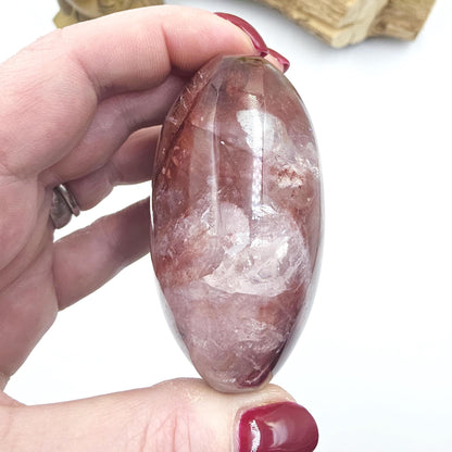 High Grade Large Fire Quartz (Hematoid) Palm Stone with strong rainbow flashes - Grounding & Vitality Crystal - 210g