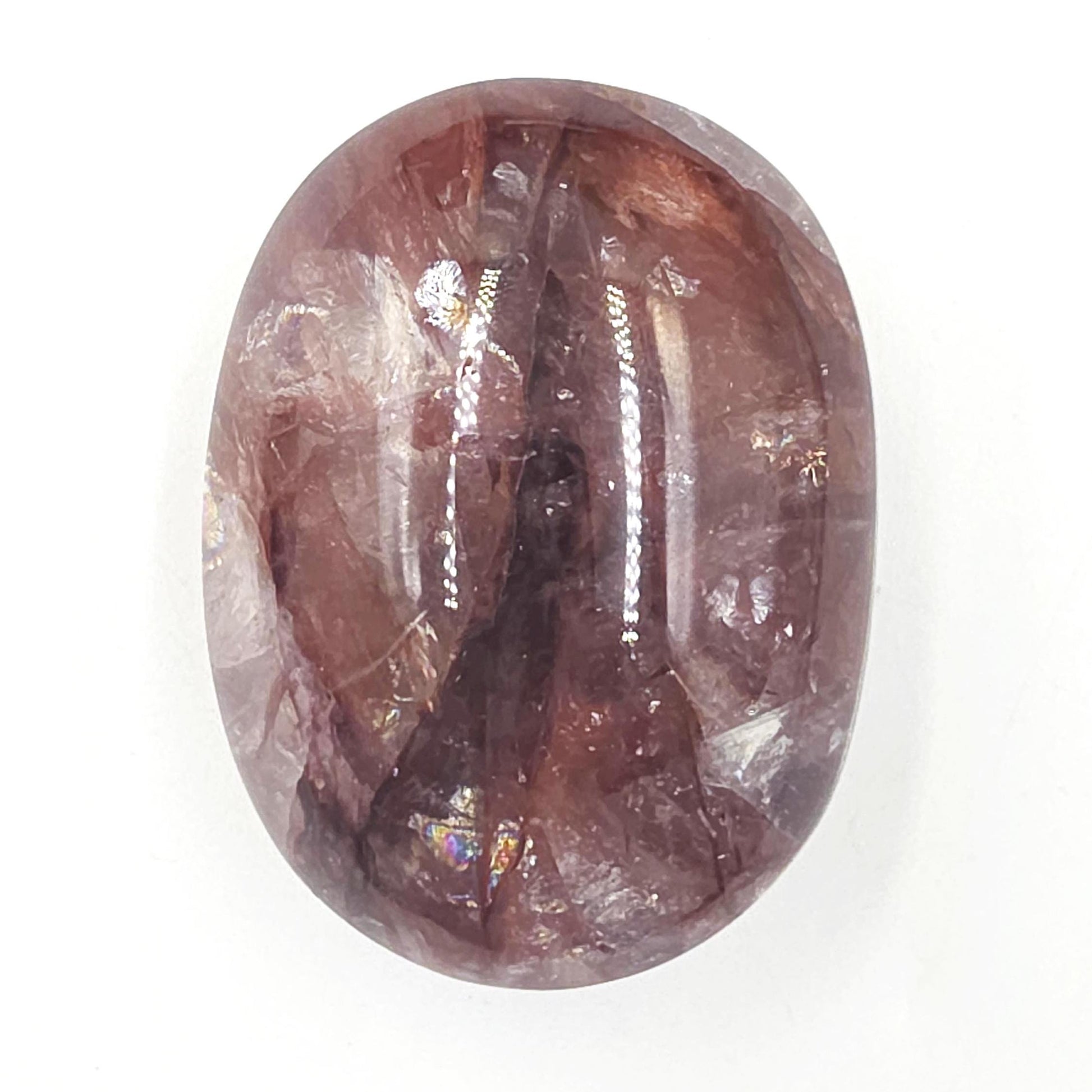 High Grade Large Fire Quartz (Hematoid) Palm Stone with strong rainbow flashes - Grounding & Vitality Crystal - 210g