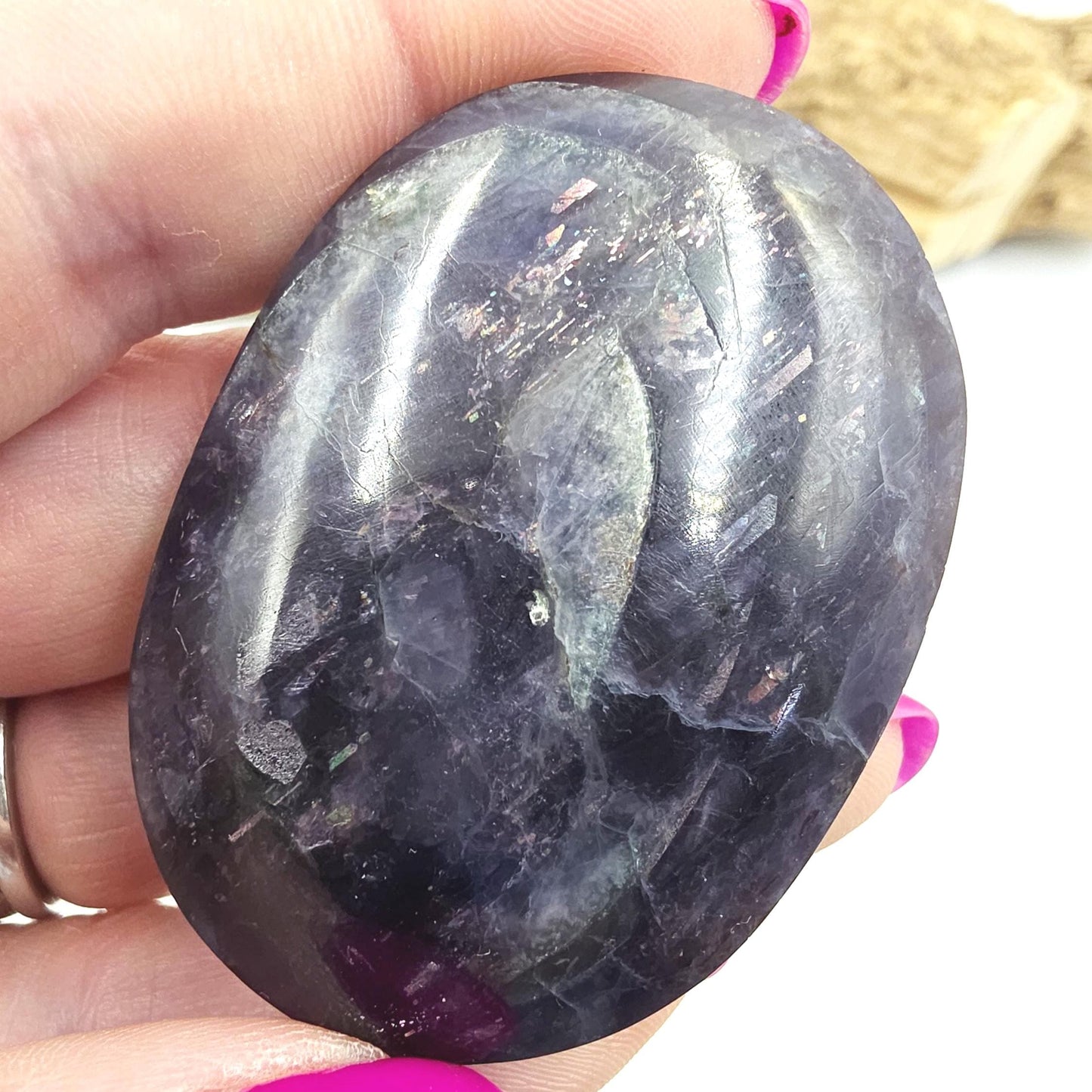 Cordierite (Iolite) Palm Stone – Intuition, Insight & Third Eye Chakra Crystal, 50g