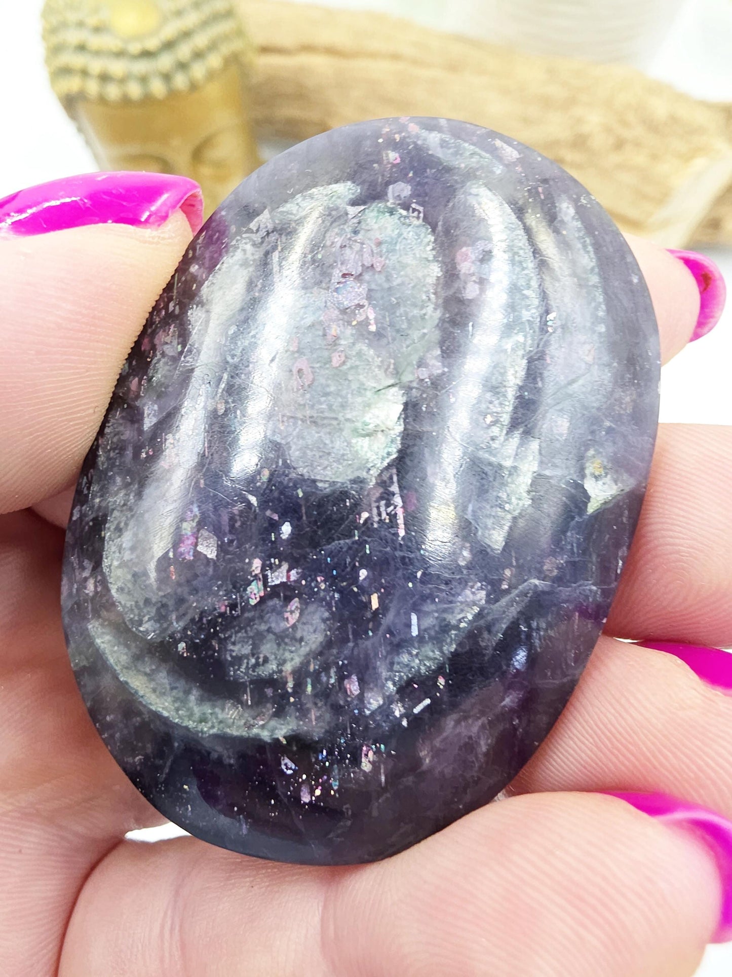Cordierite (Iolite) Palm Stone – Intuition, Insight & Third Eye Chakra Crystal, 50g