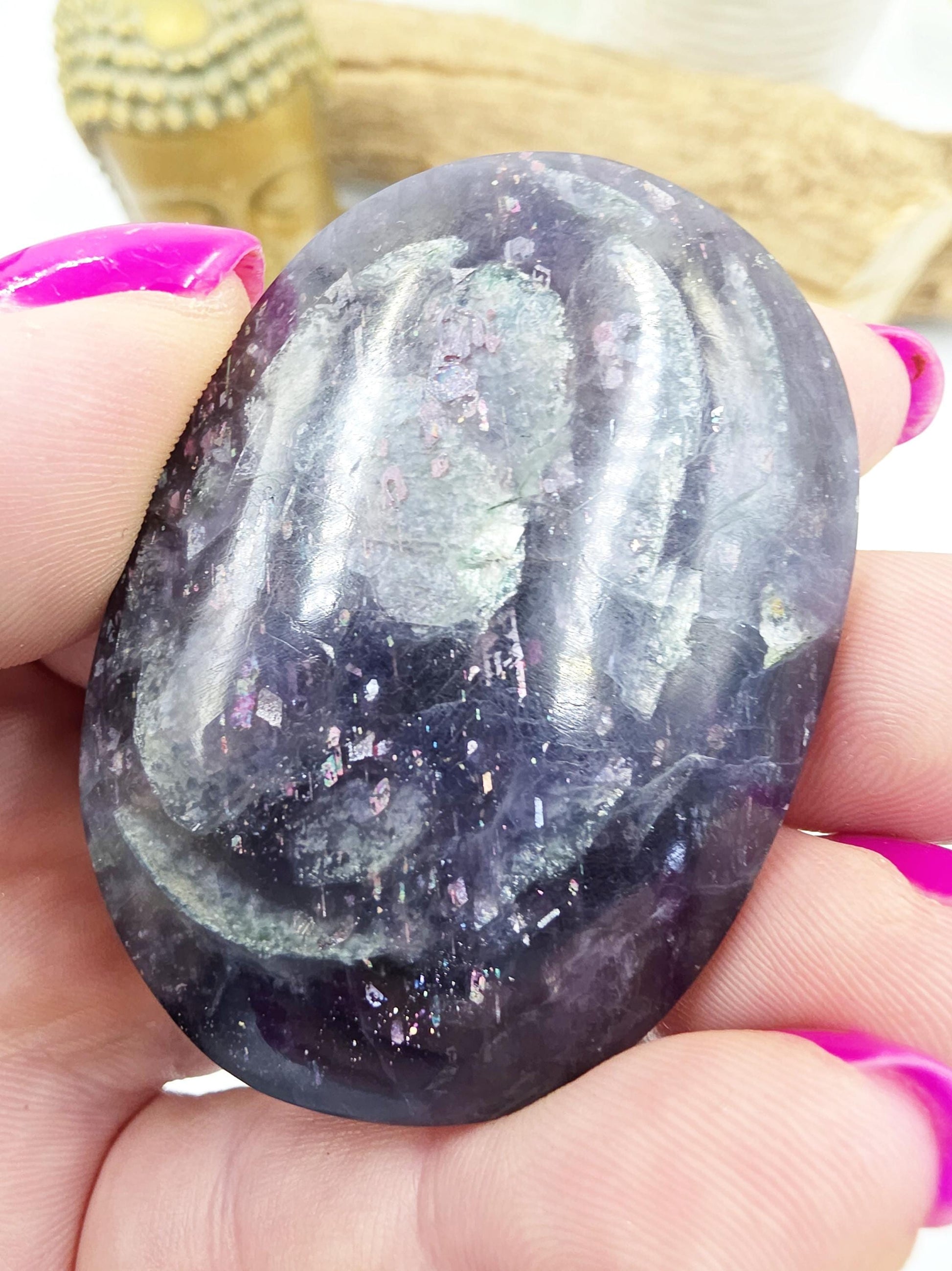 Cordierite (Iolite) Palm Stone – Intuition, Insight & Third Eye Chakra Crystal, 50g