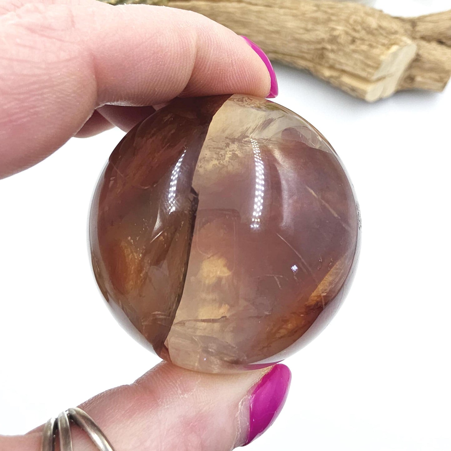 High Grade Fire Quartz Sphere with rainbows – Strength, Confidence & Grounded Energy Crystal, 55mm