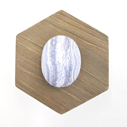 Blue Lace Agate Palm Stone – Calm, Communication & Throat Chakra Crystal, 30g