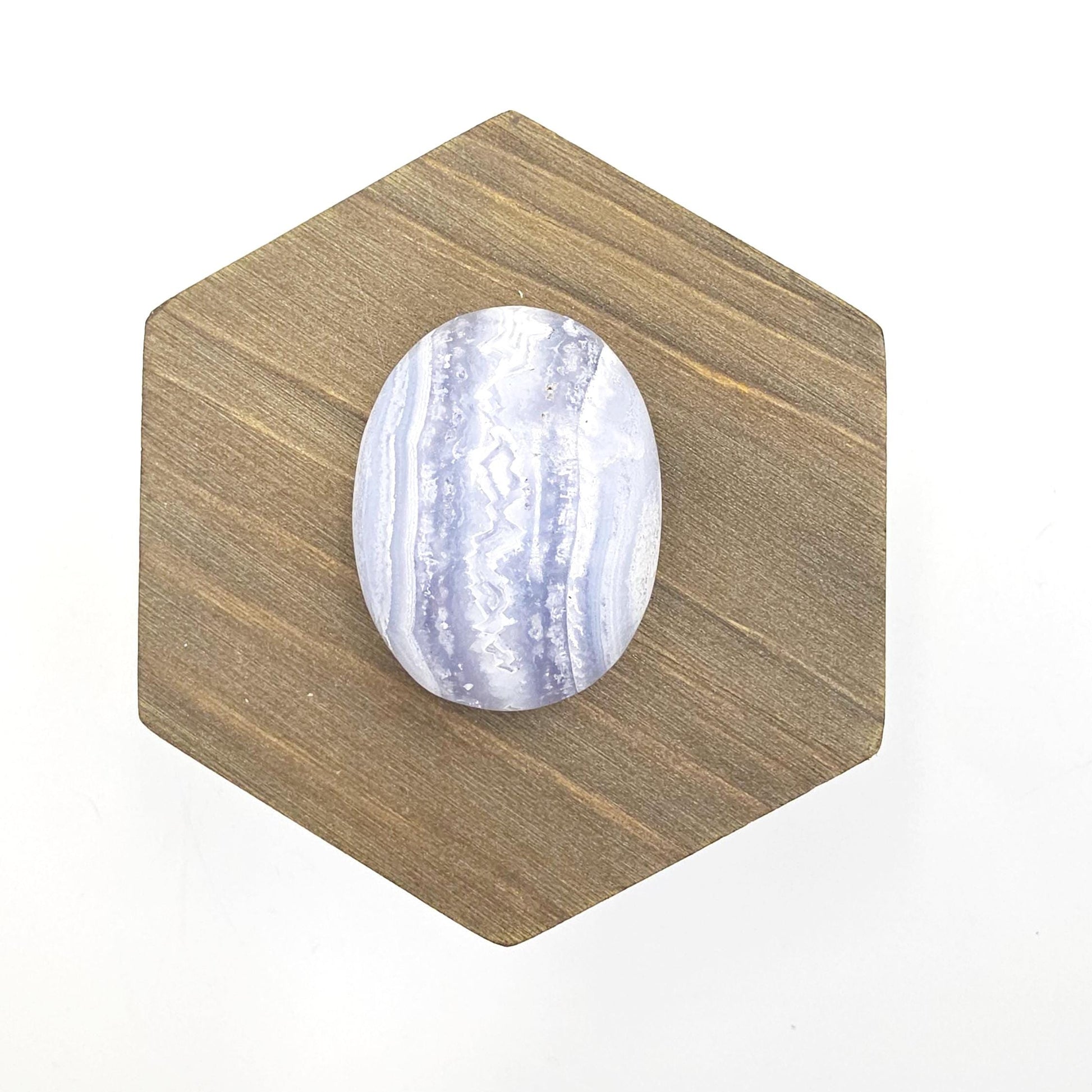 Blue Lace Agate Palm Stone – Calm, Communication & Throat Chakra Crystal, 30g