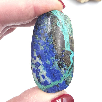 Little Rare Azurite Palm Stone - Intuition & Spiritual Insight Third Eye Chakra Crystal - 35g