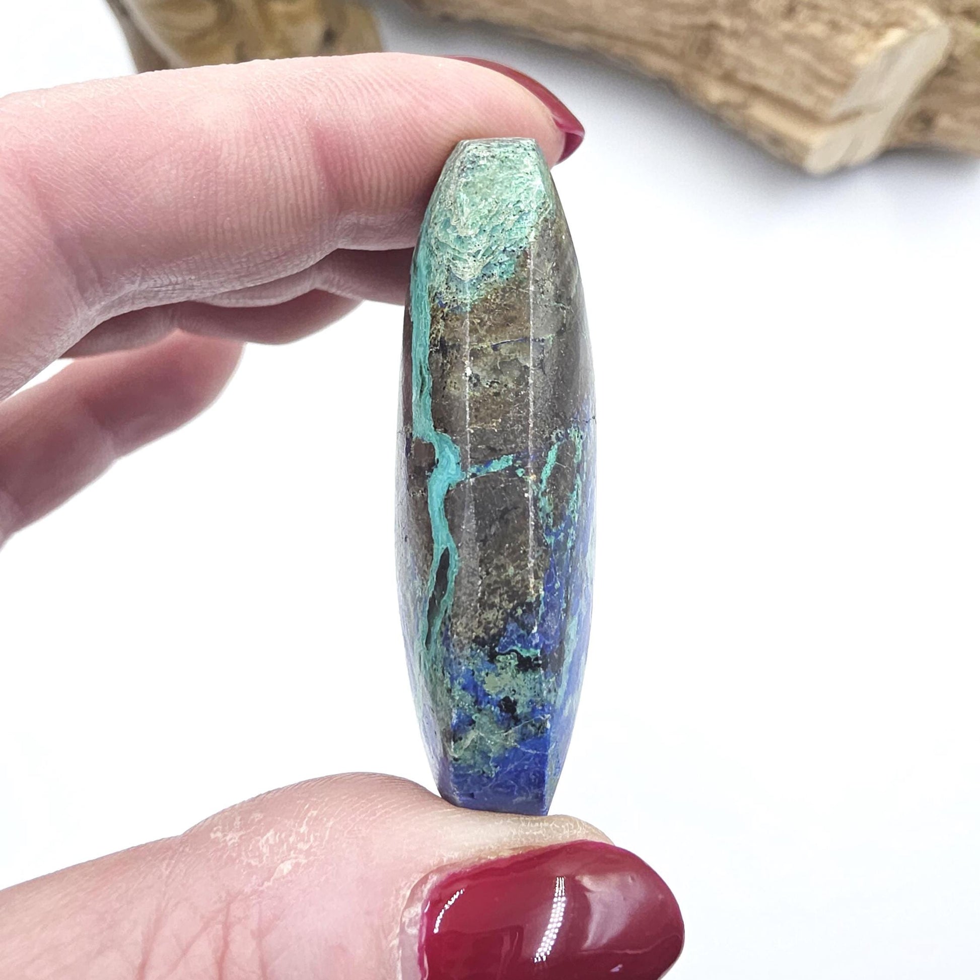 Little Rare Azurite Palm Stone - Intuition & Spiritual Insight Third Eye Chakra Crystal - 35g