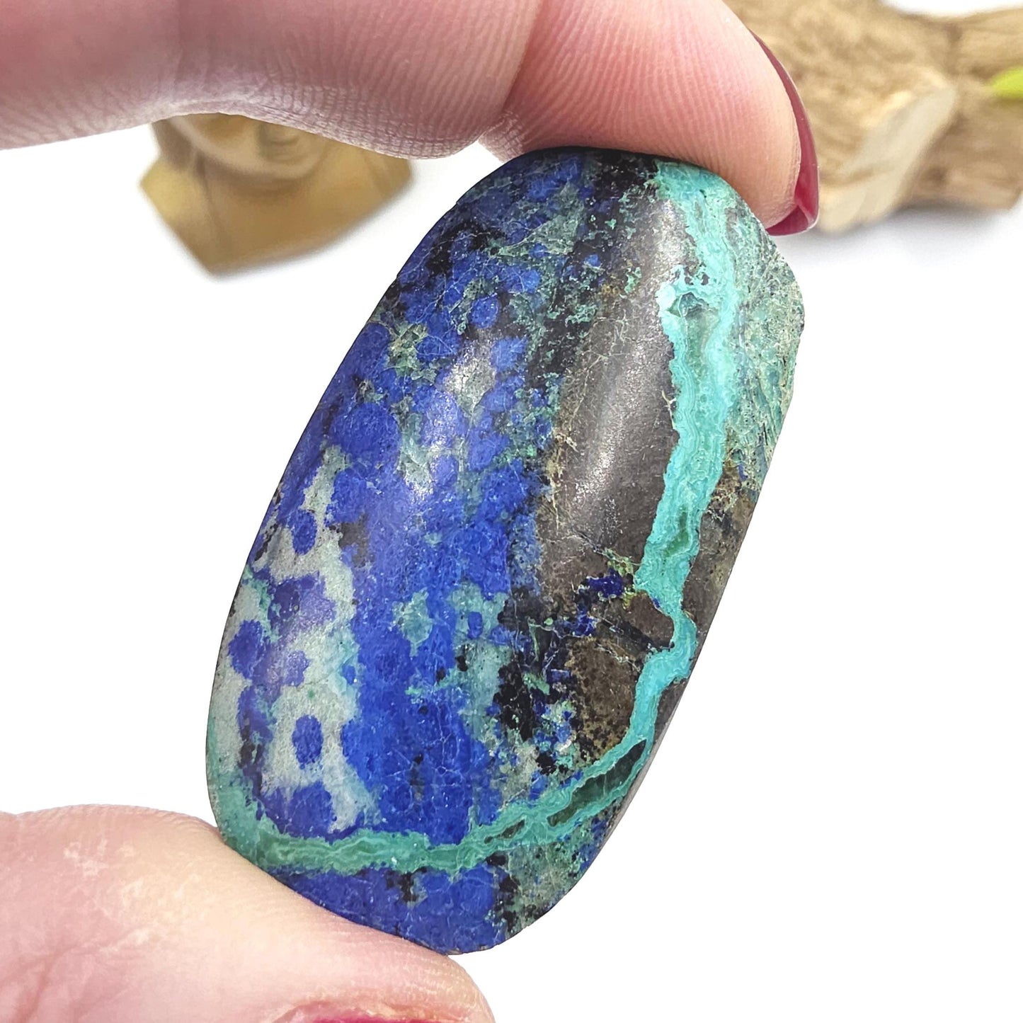 Little Rare Azurite Palm Stone - Intuition & Spiritual Insight Third Eye Chakra Crystal - 35g