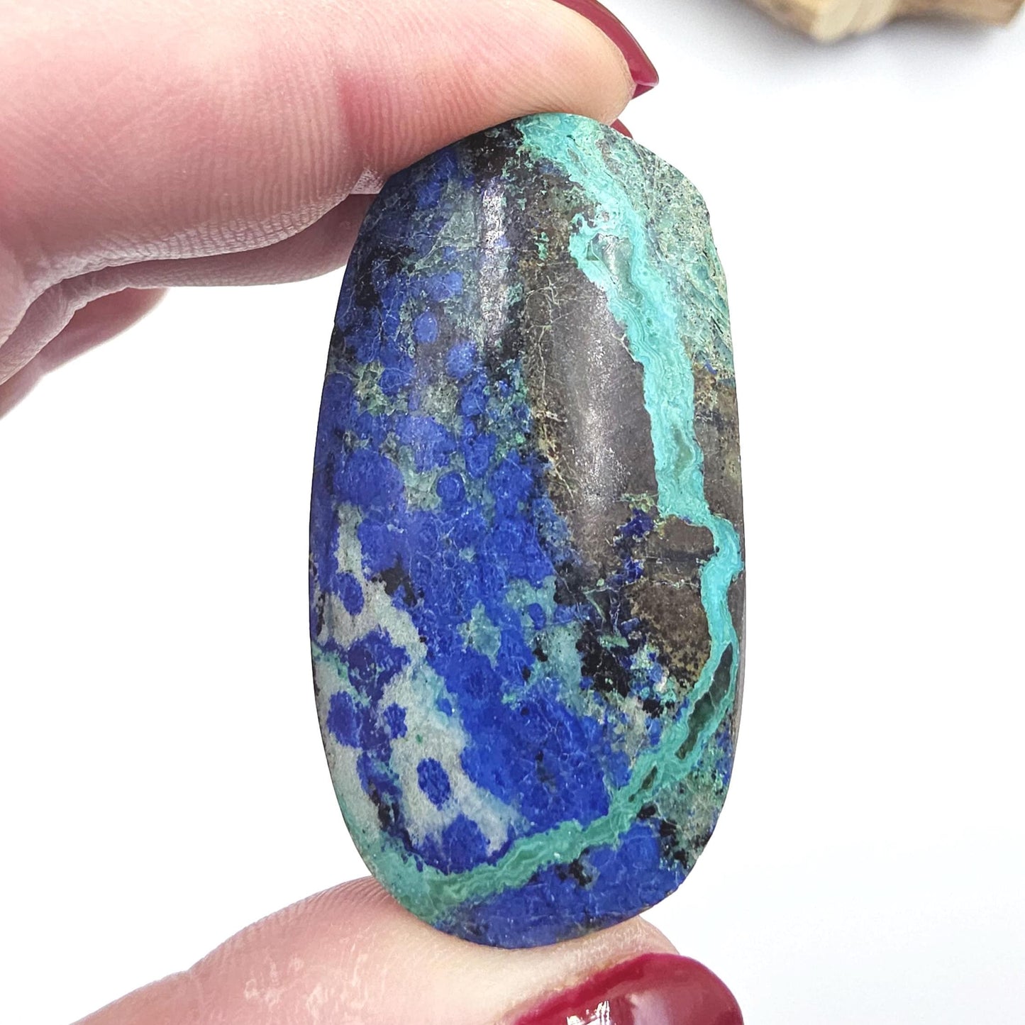Little Rare Azurite Palm Stone - Intuition & Spiritual Insight Third Eye Chakra Crystal - 35g