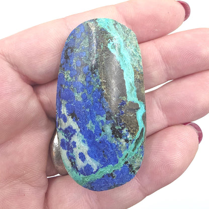 Little Rare Azurite Palm Stone - Intuition & Spiritual Insight Third Eye Chakra Crystal - 35g
