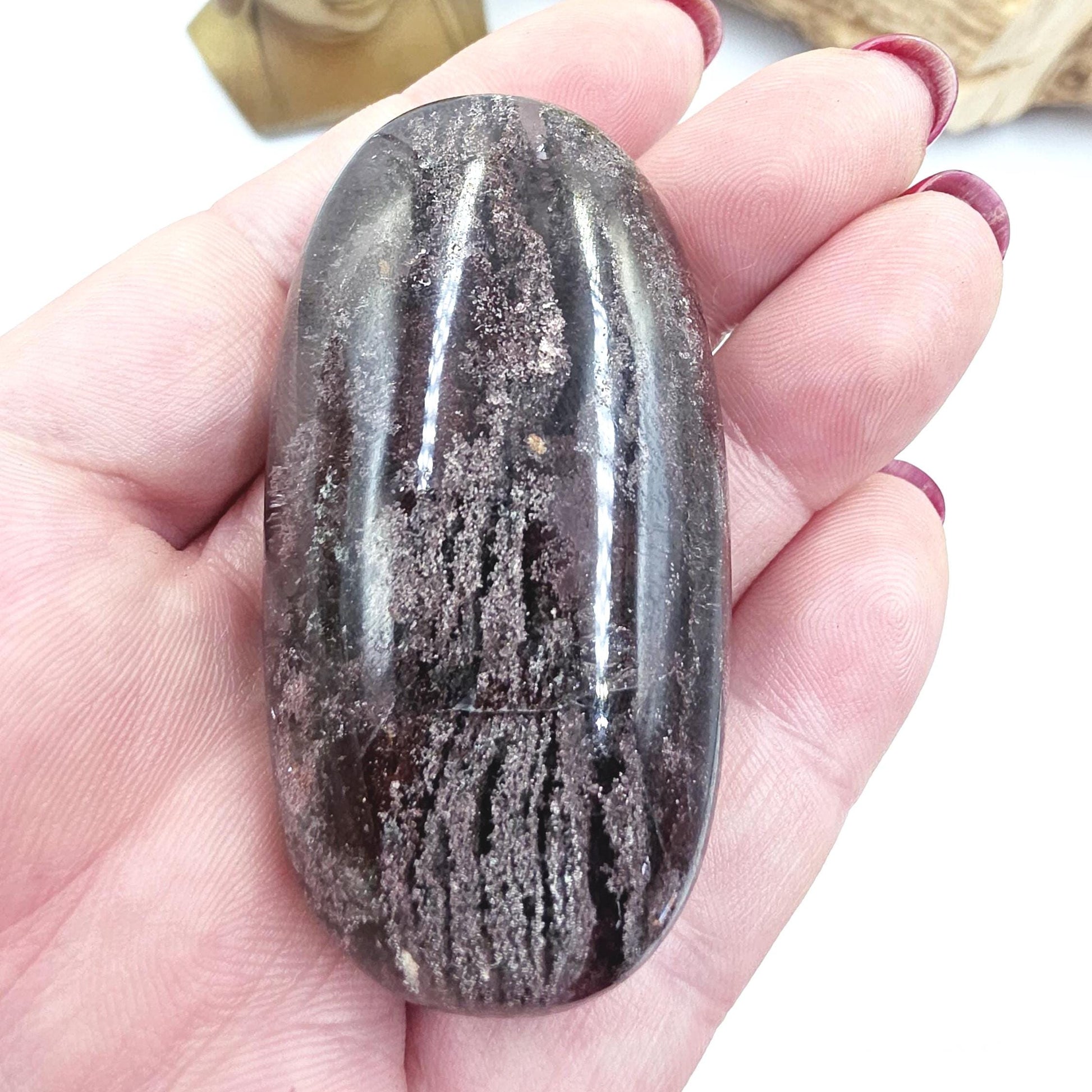 High Grade Thousand Layer Garden Quartz (Lodolite) Palm Stone – Spiritual Growth & Energy Amplification Crystal, 70g
