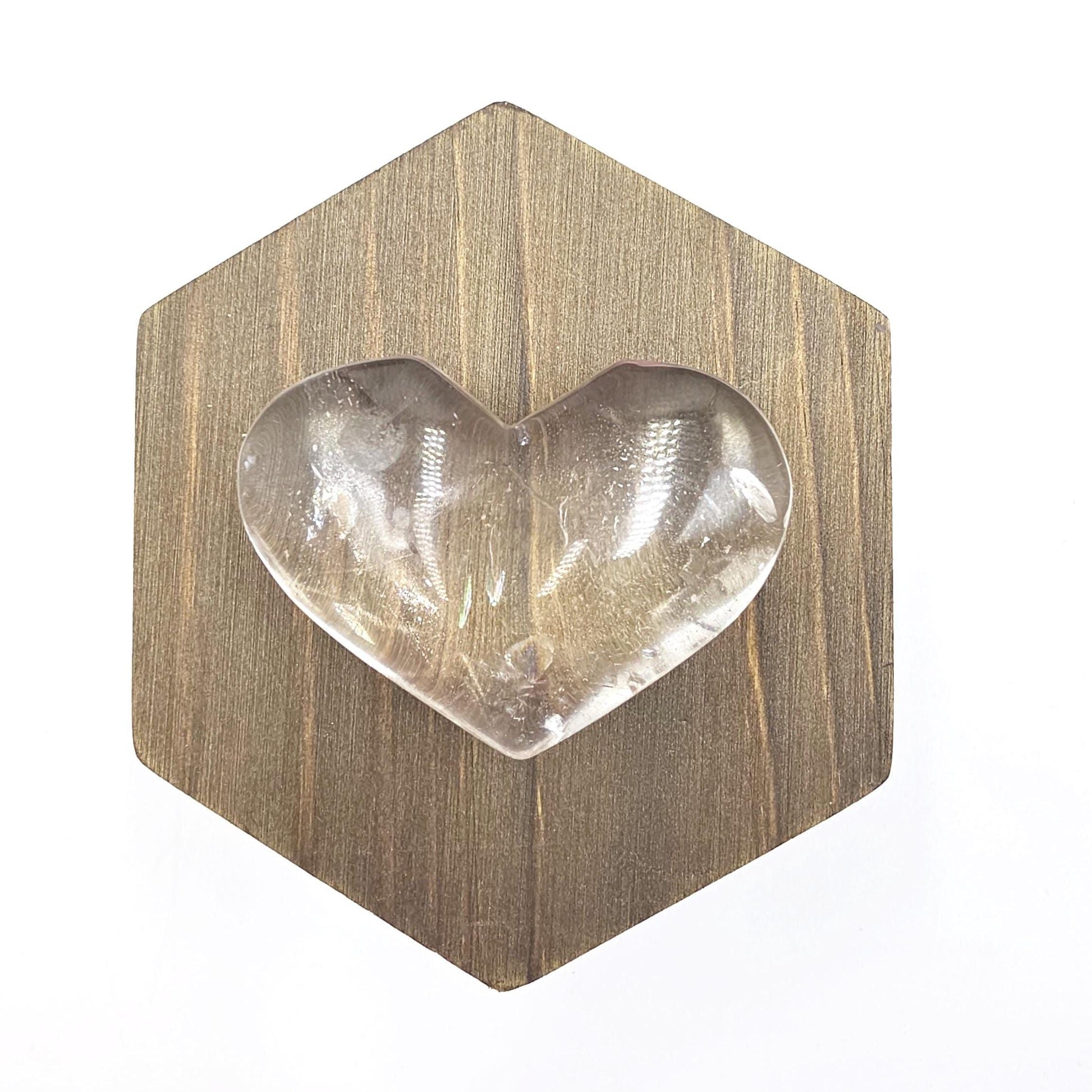 High Grade Clear Quartz Heart Carving with rainbows – Clarity, Energy Amplification & Healing Crystal, 60g