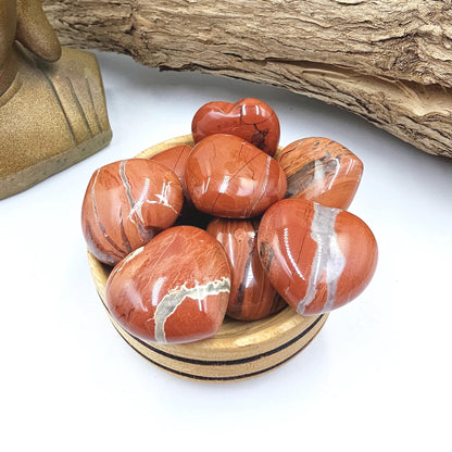 Red Jasper Crystal Hearts – Strength, Grounding & Root Chakra Crystal, 30mm