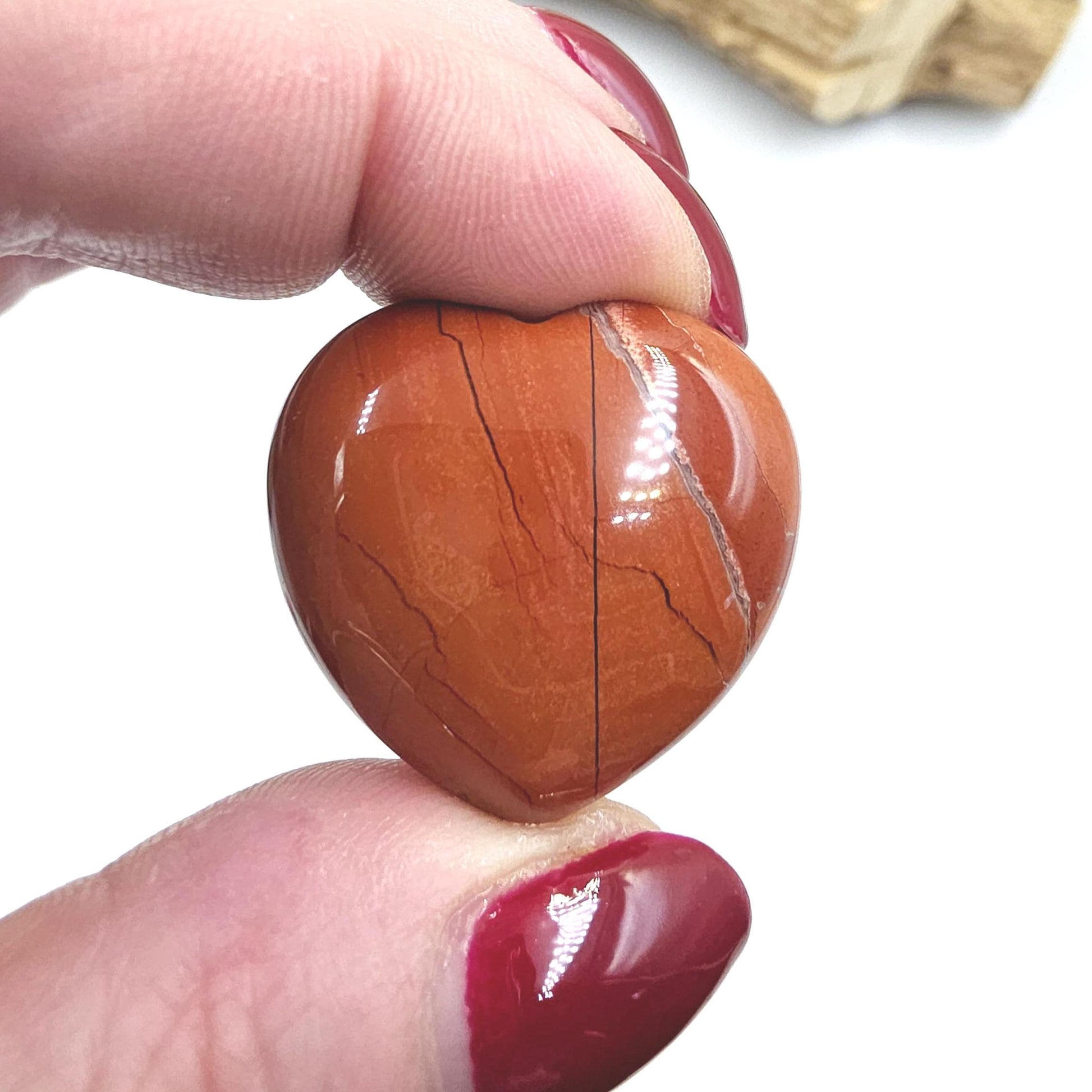 Red Jasper Crystal Hearts – Strength, Grounding & Root Chakra Crystal, 30mm