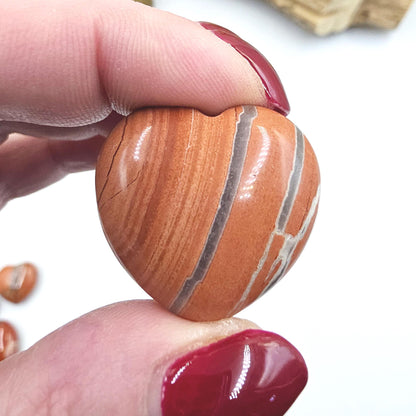 Red Jasper Crystal Hearts – Strength, Grounding & Root Chakra Crystal, 30mm