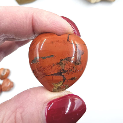 Red Jasper Crystal Hearts – Strength, Grounding & Root Chakra Crystal, 30mm