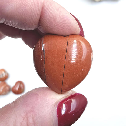 Red Jasper Crystal Hearts – Strength, Grounding & Root Chakra Crystal, 30mm