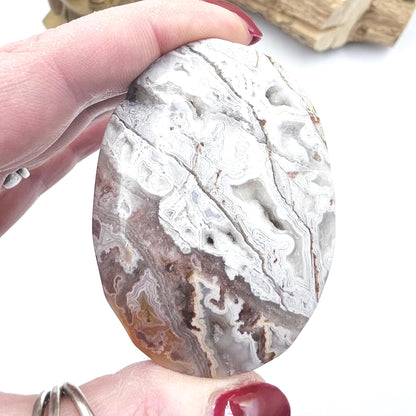 Mexican Crazy Lace Agate Palm Stone - Joy, Positivity & Protection Healing Crystal, 90g