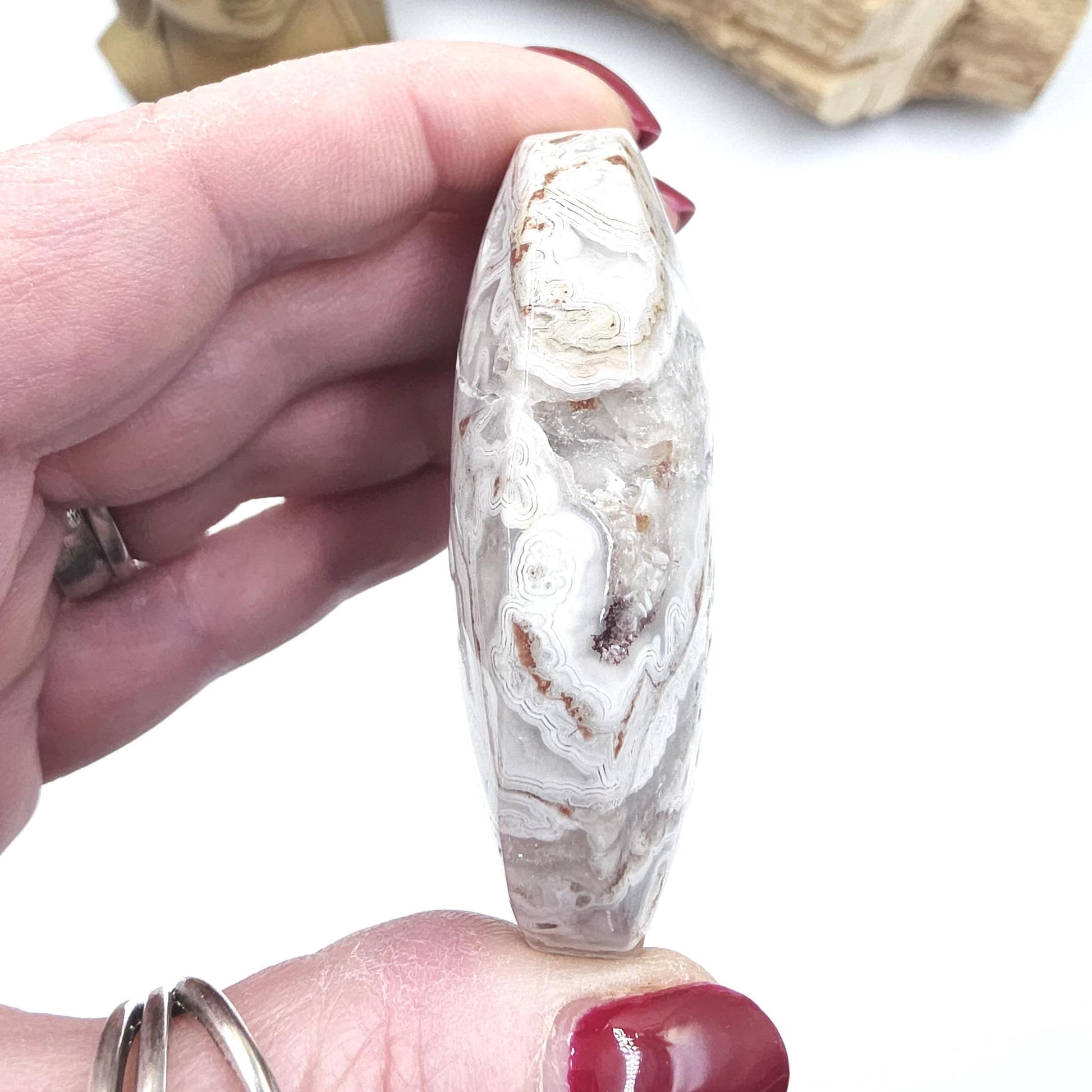 Mexican Crazy Lace Agate Palm Stone - Joy, Positivity & Protection Healing Crystal, 90g