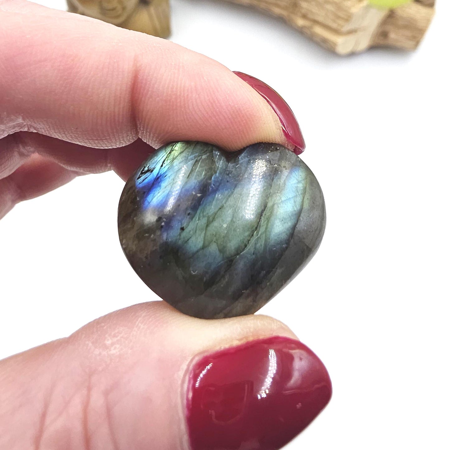 Labradorite Crystal Puff Hearts – Intuition, Protection & Transformation Healing Stone, 2-3cm