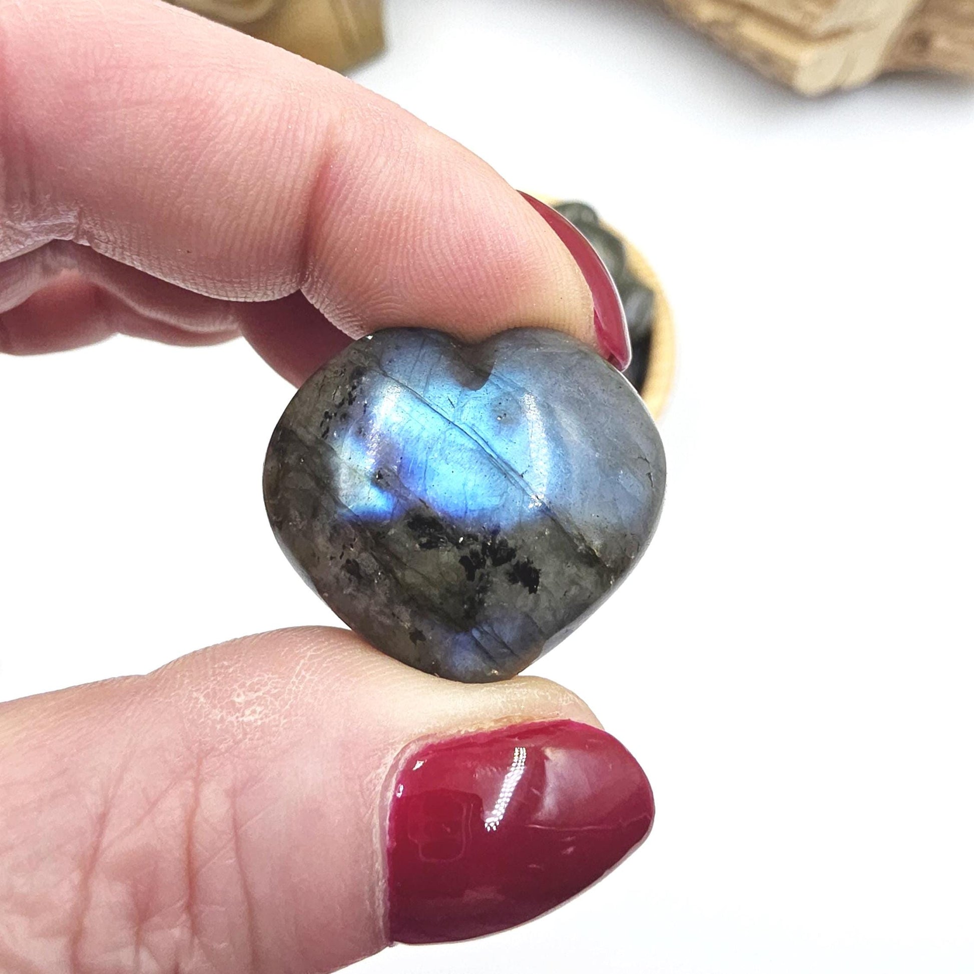 Labradorite Crystal Puff Hearts – Intuition, Protection & Transformation Healing Stone, 2-3cm