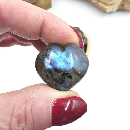 Labradorite Crystal Puff Hearts – Intuition, Protection & Transformation Healing Stone, 2-3cm