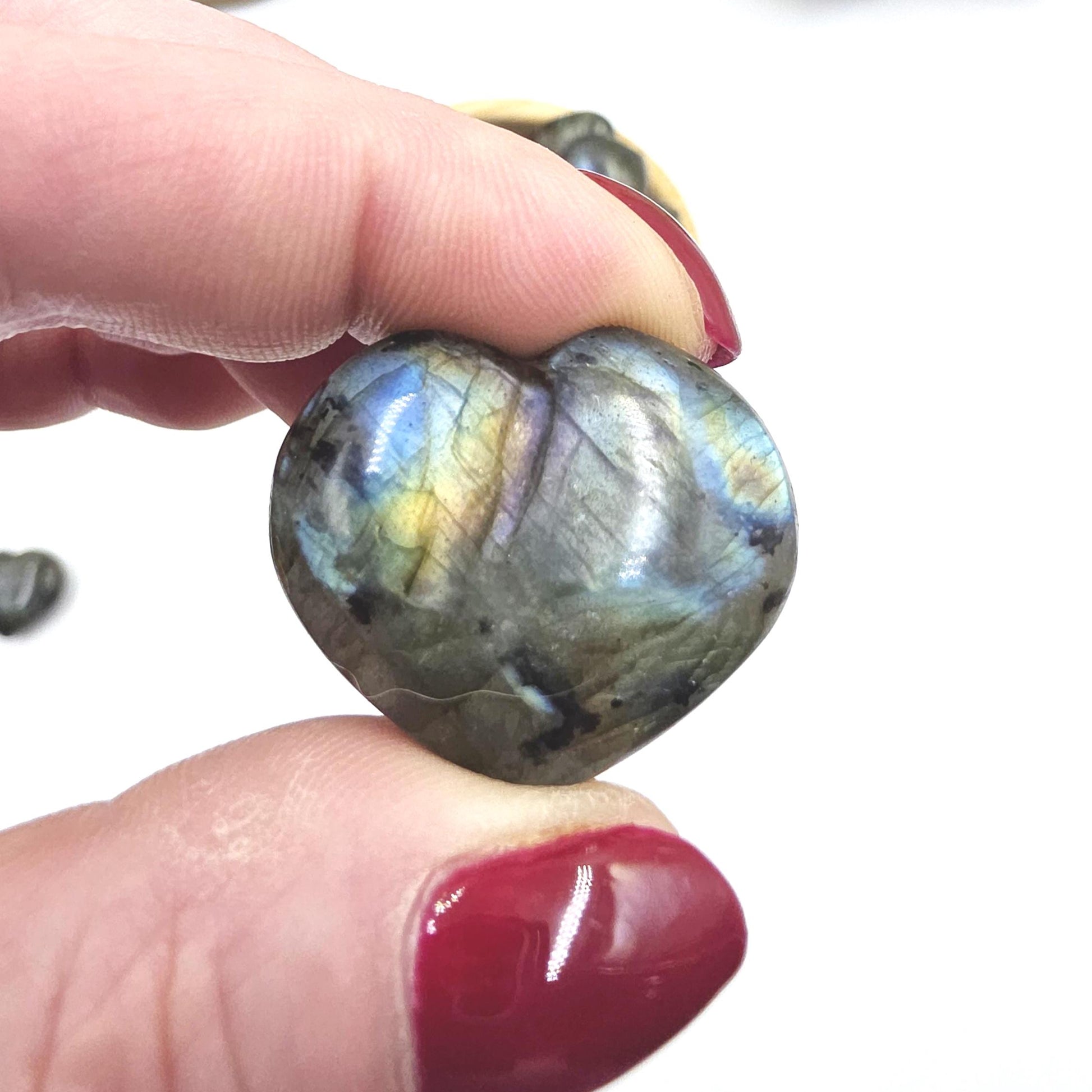 Labradorite Crystal Puff Hearts – Intuition, Protection & Transformation Healing Stone, 2-3cm