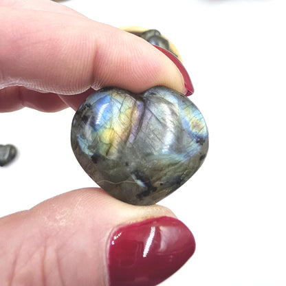 Labradorite Crystal Puff Hearts – Intuition, Protection & Transformation Healing Stone, 2-3cm