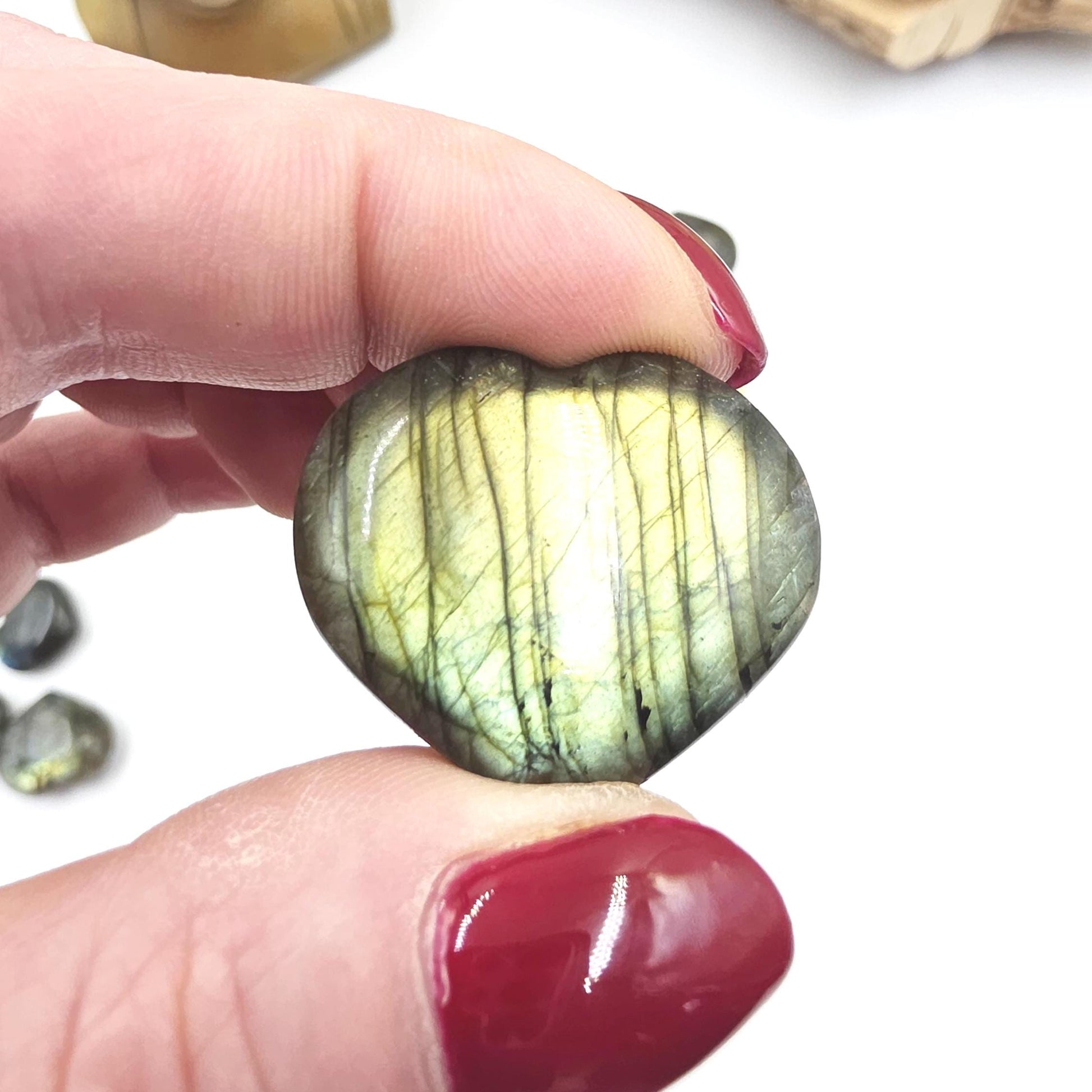 Labradorite Crystal Puff Hearts – Intuition, Protection & Transformation Healing Stone, 2-3cm