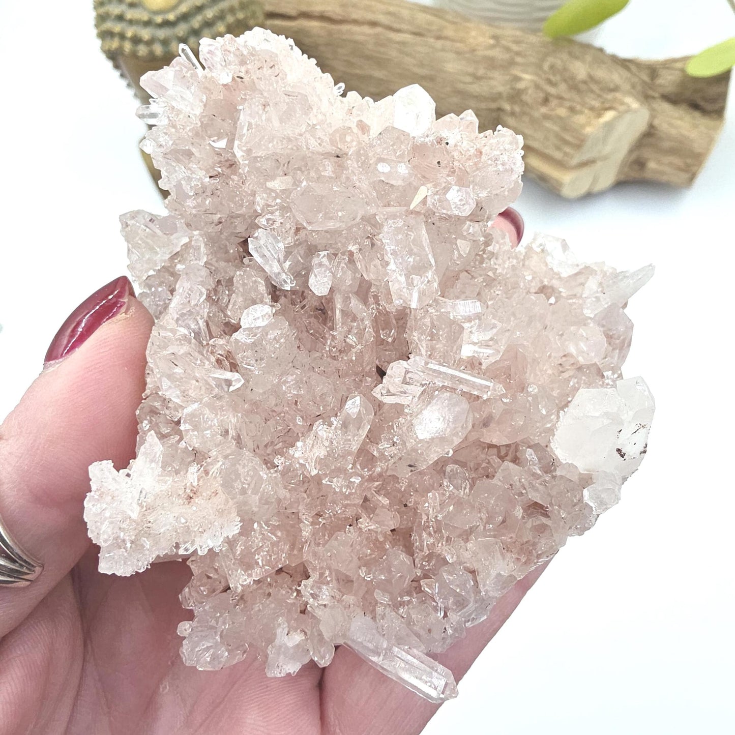 Rare Sparkly Pink Lemurian Quartz Cluster – Spiritual Awakening, Healing & Energy Amplification Crystal, 275g