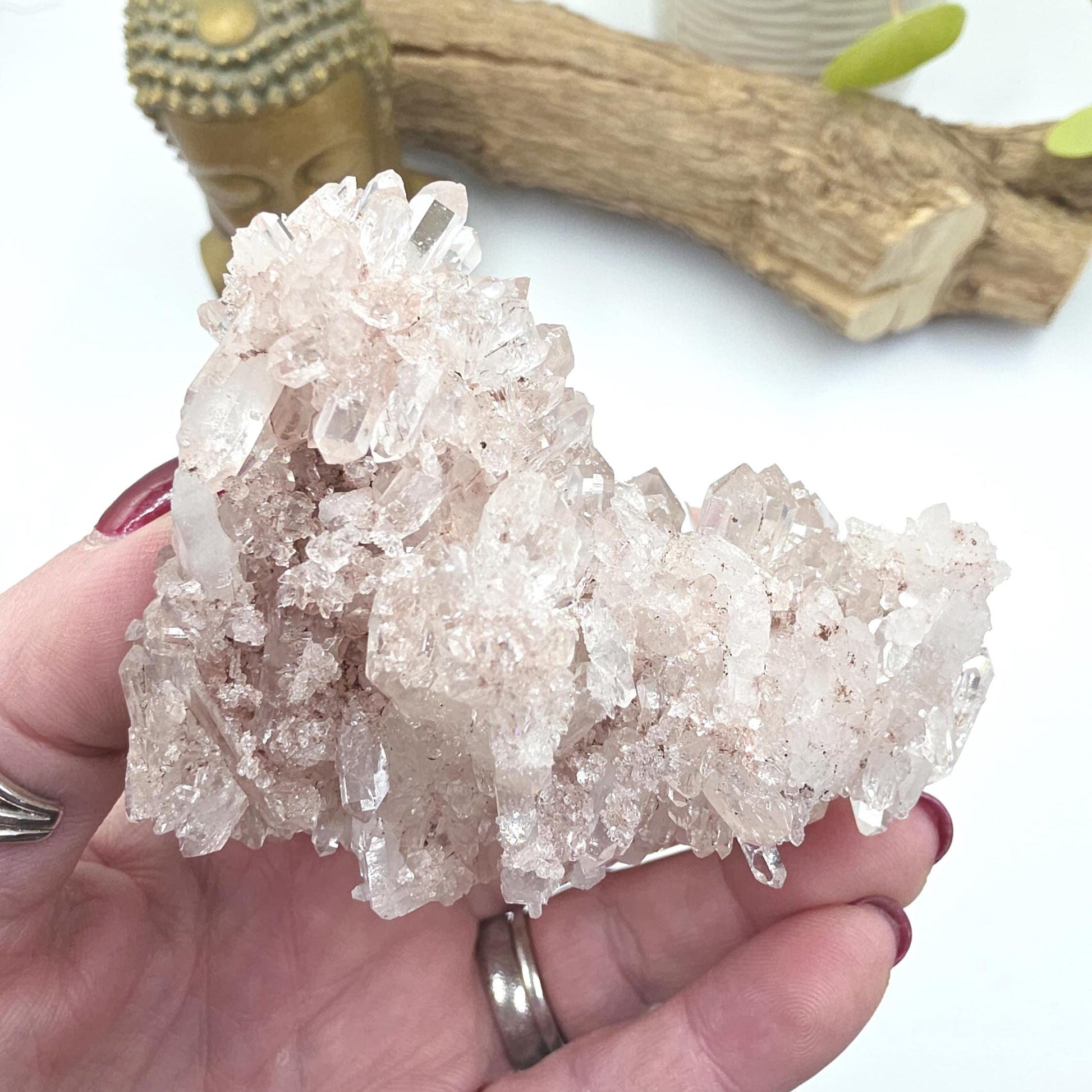 Rare Sparkly Pink Lemurian Quartz Cluster – Spiritual Awakening, Healing & Energy Amplification Crystal, 275g