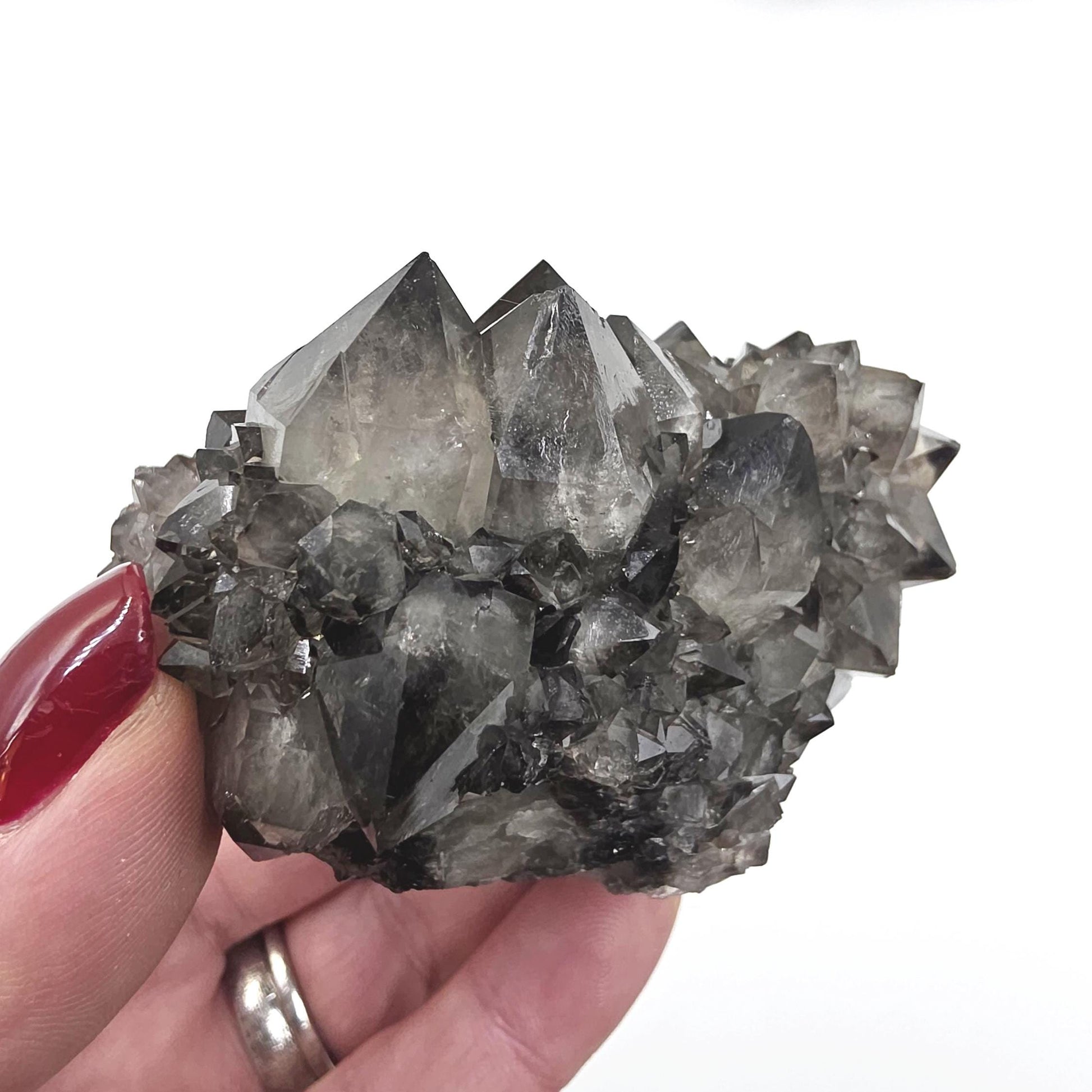 Large Rare Black Spirit Quartz Cluster - Protective & Spiritual Growth Crystal - 235g