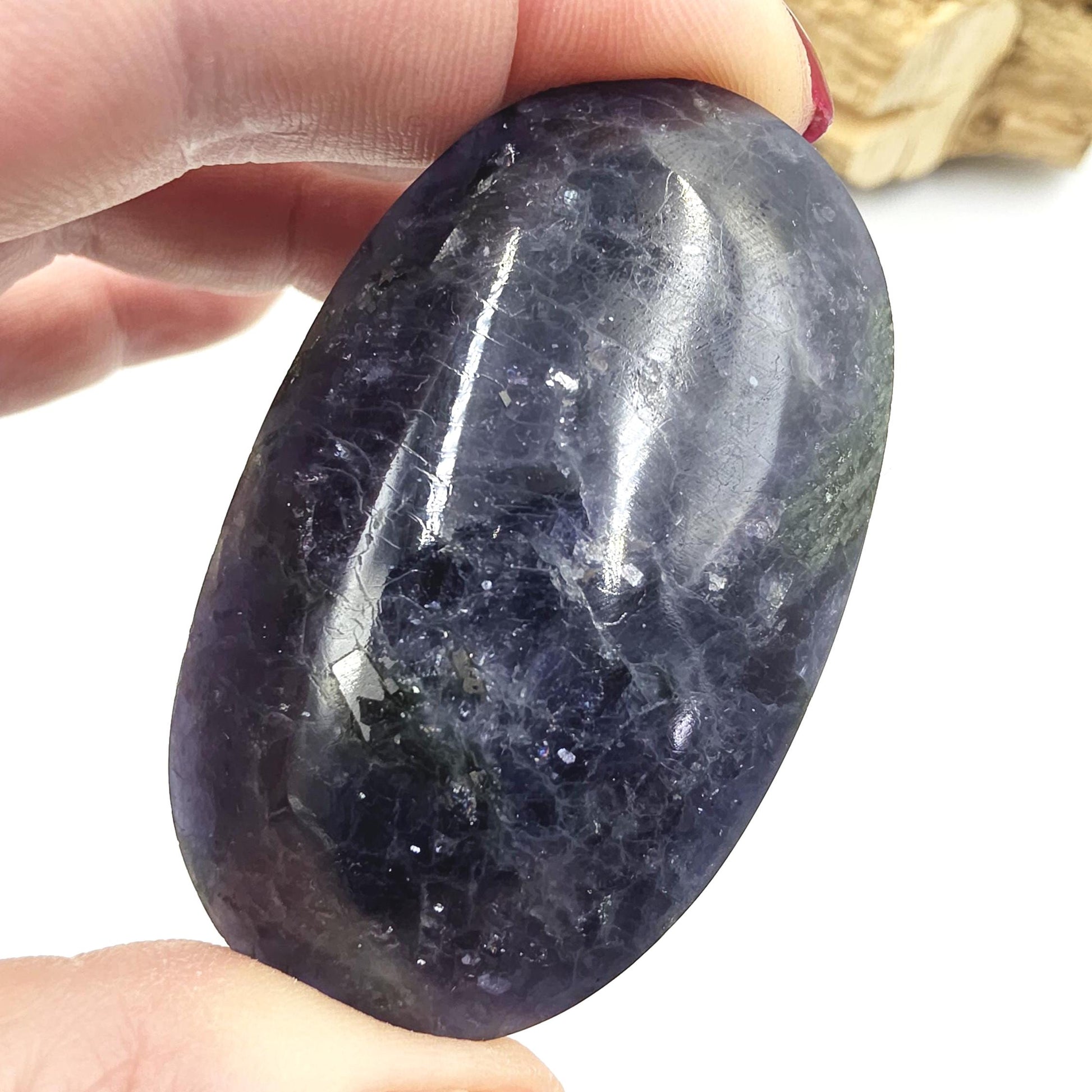 Iolite (Cordierite) Palm Stone – Intuition, Insight & Third Eye Chakra Crystal, 65g