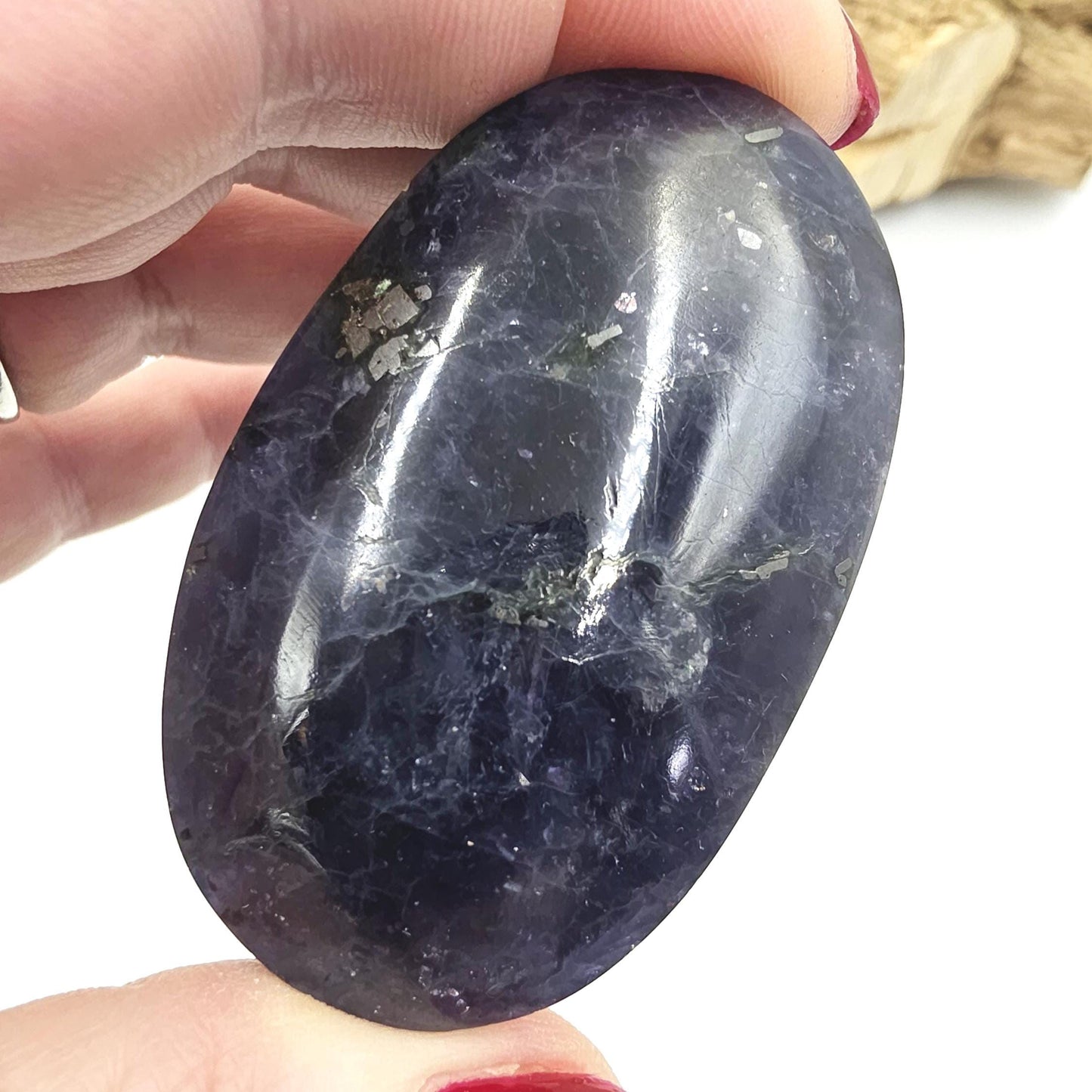 Iolite (Cordierite) Palm Stone – Intuition, Insight & Third Eye Chakra Crystal, 65g
