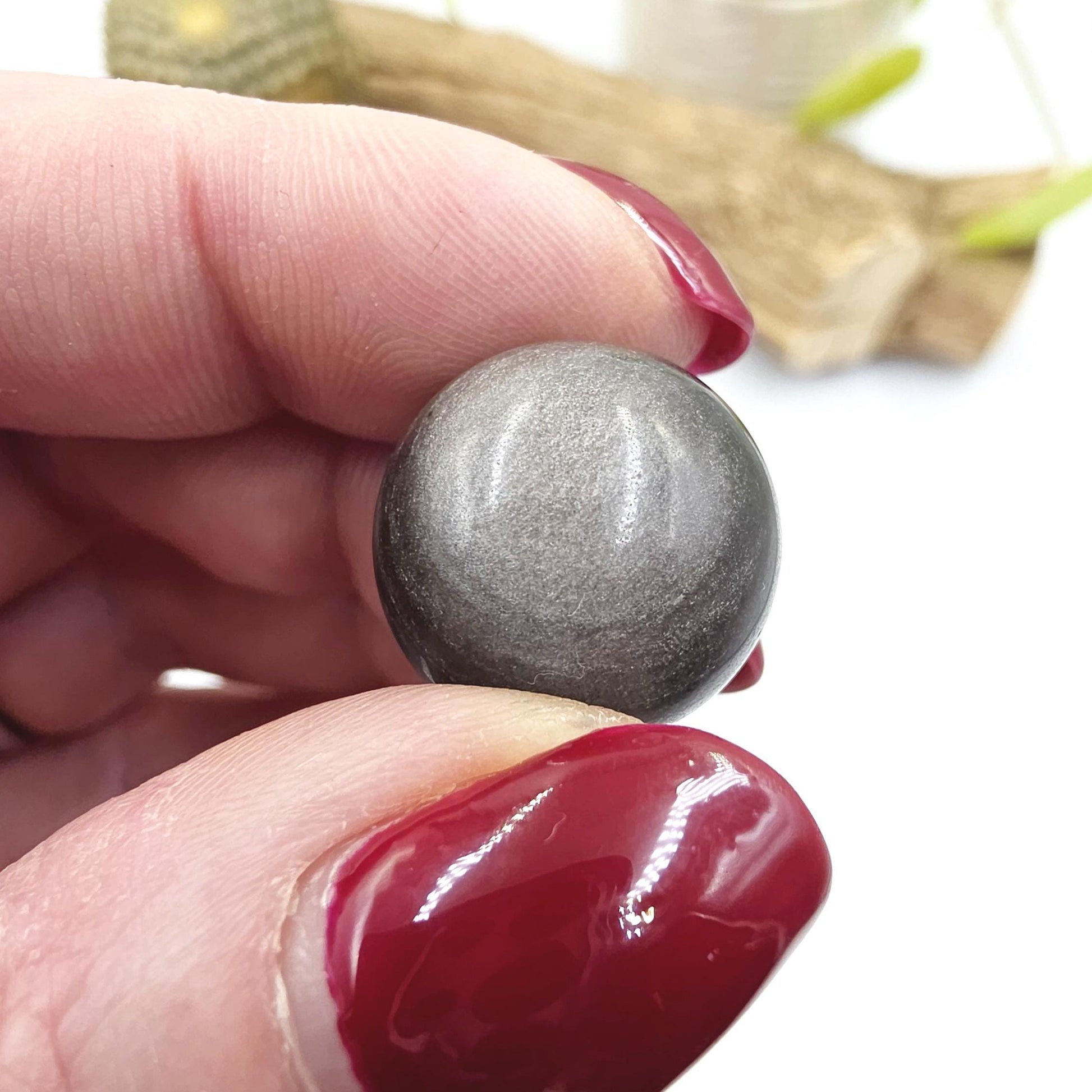 Silver Sheen Obsidian Mini Spheres – Protection, Insight & Root Chakra Crystal, 18-21mm