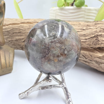 High Grade Dense Garden Quartz (Lodolite) Sphere – Manifestation, Earth Wisdom & Rainbow Energy Crystal, 54mm