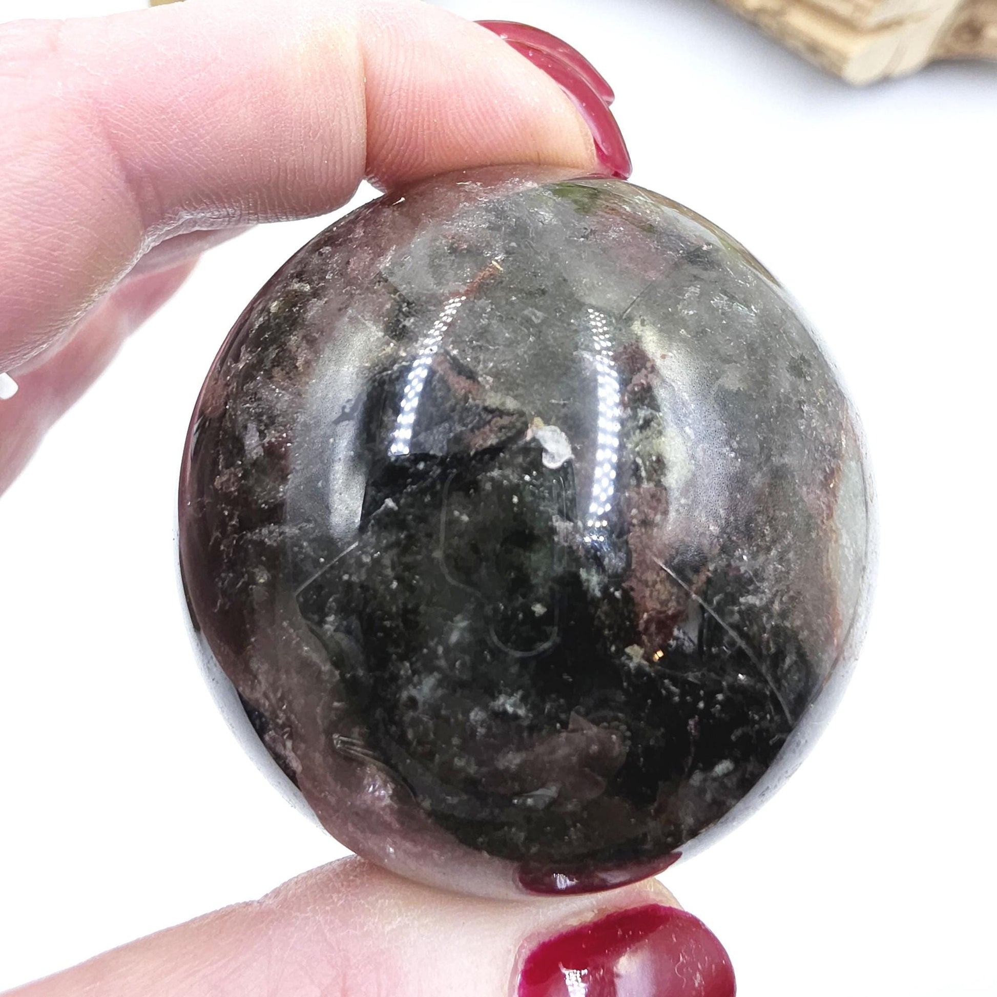 High Grade Dense Garden Quartz (Lodolite) Sphere – Manifestation, Earth Wisdom & Rainbow Energy Crystal, 54mm