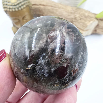 High Grade Dense Garden Quartz (Lodolite) Sphere – Manifestation, Earth Wisdom & Rainbow Energy Crystal, 54mm