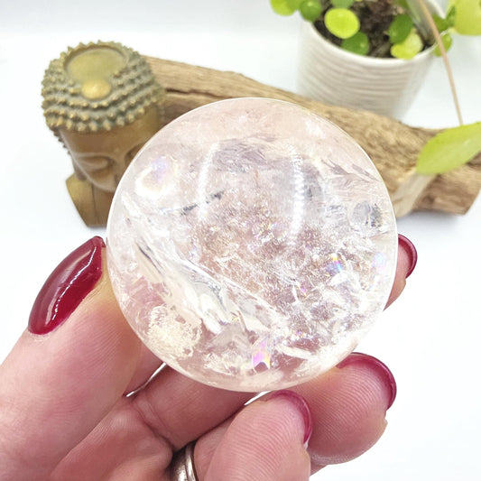 High Grade Pink Himalayan Quartz Sphere – Heart Chakra, High Vibration & Spiritual Awakening Crystal, 48mm