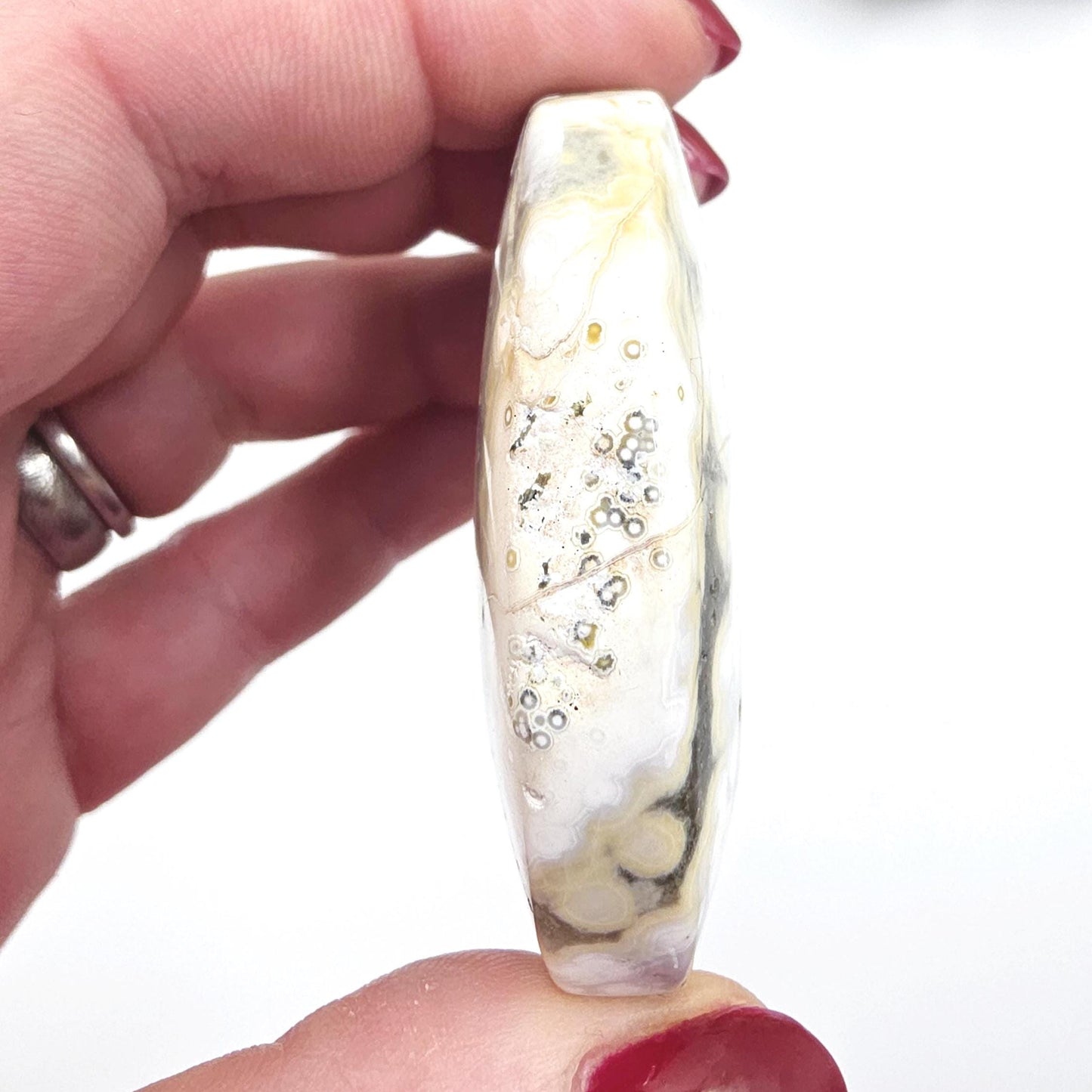 Orbicular Ocean Jasper Palm - Joy & Renewal Healing Crystal, 65g
