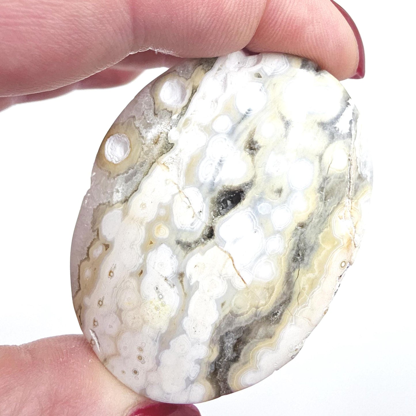 Orbicular Ocean Jasper Palm - Joy & Renewal Healing Crystal, 65g