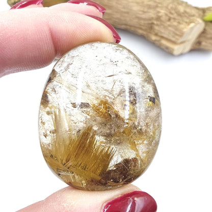 Golden Rutile Palm Stone – Manifestation, Clarity & High-Vibration Energy Crystal, 65g