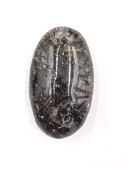 High Grade Black Tourmaline Rutile Quartz Palm Stone – Protection, Grounding & Energy Amplification Crystal, 55g