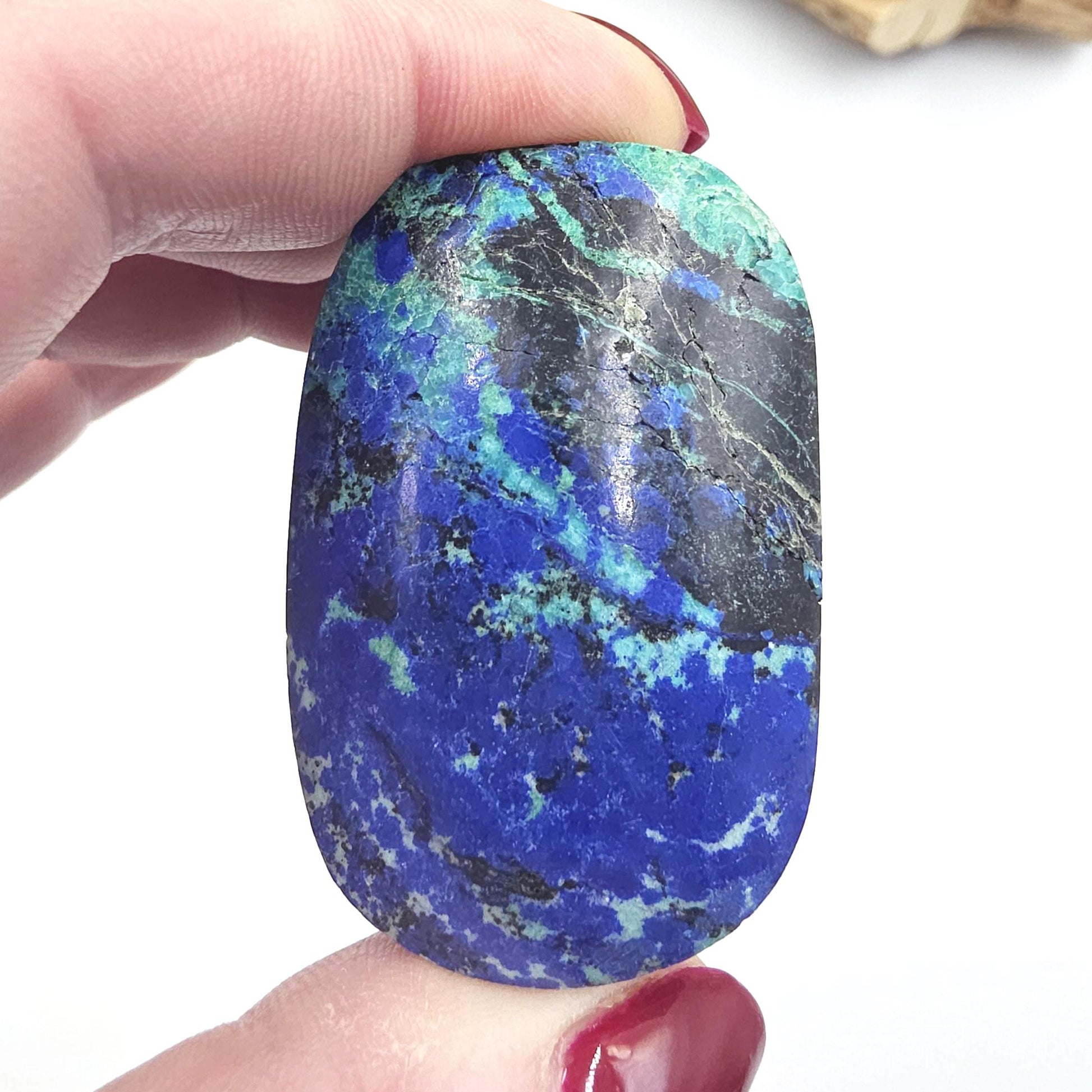 Rare Azurite Palm Stone - Intuition & Spiritual Insight Third Eye Chakra Crystal - 50g