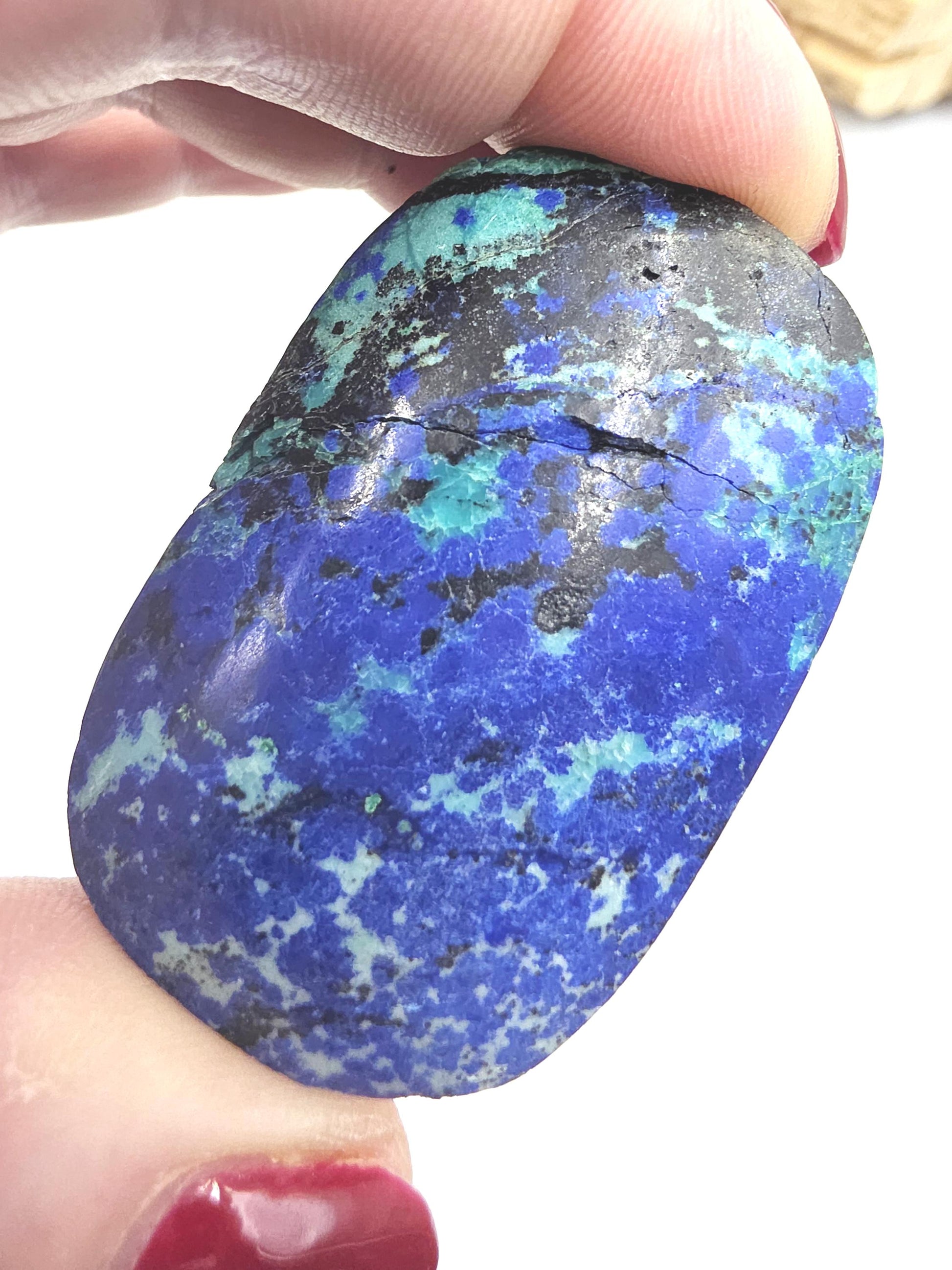 Rare Azurite Palm Stone - Intuition & Spiritual Insight Third Eye Chakra Crystal - 50g