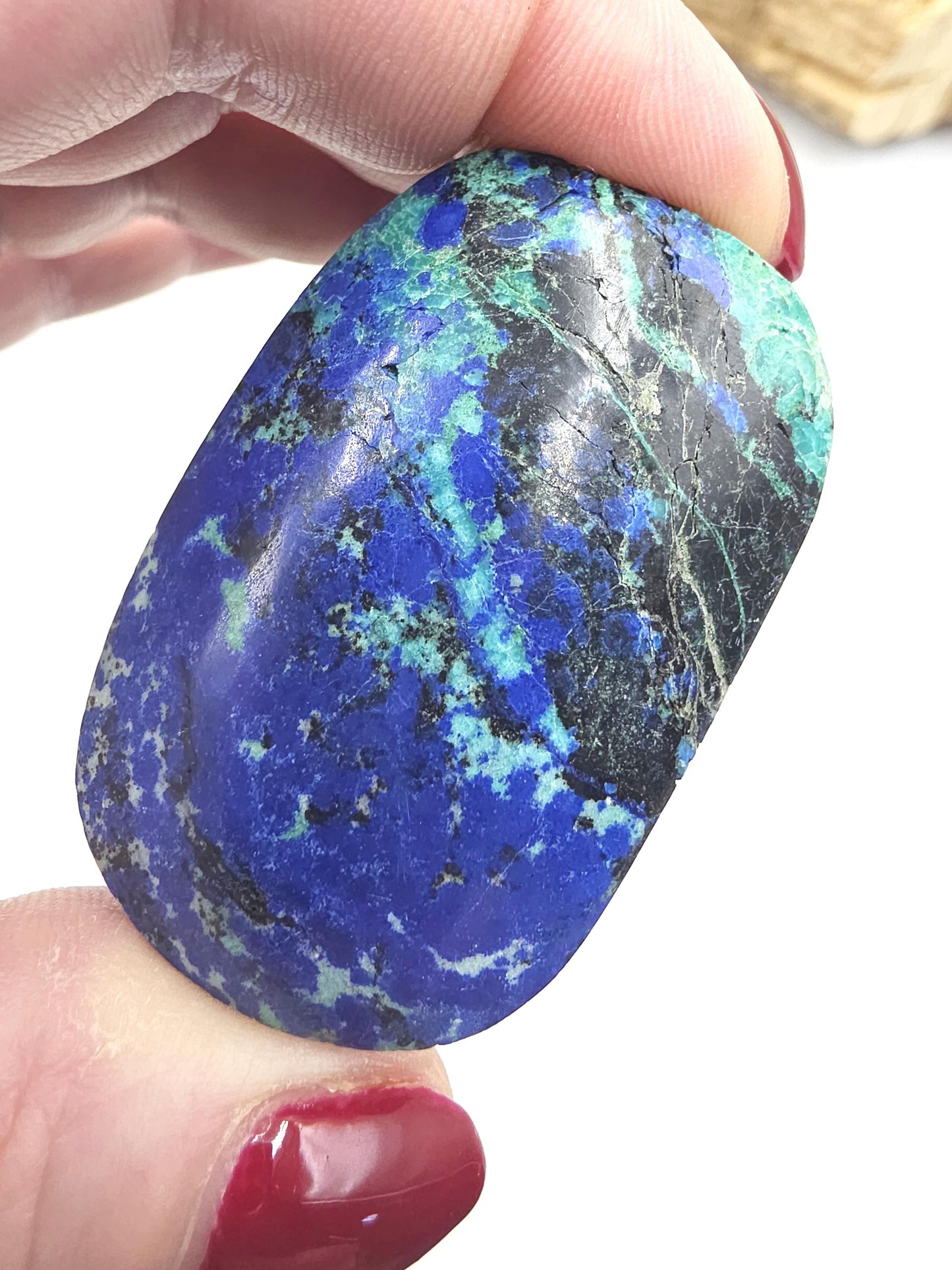 Rare Azurite Palm Stone - Intuition & Spiritual Insight Third Eye Chakra Crystal - 50g